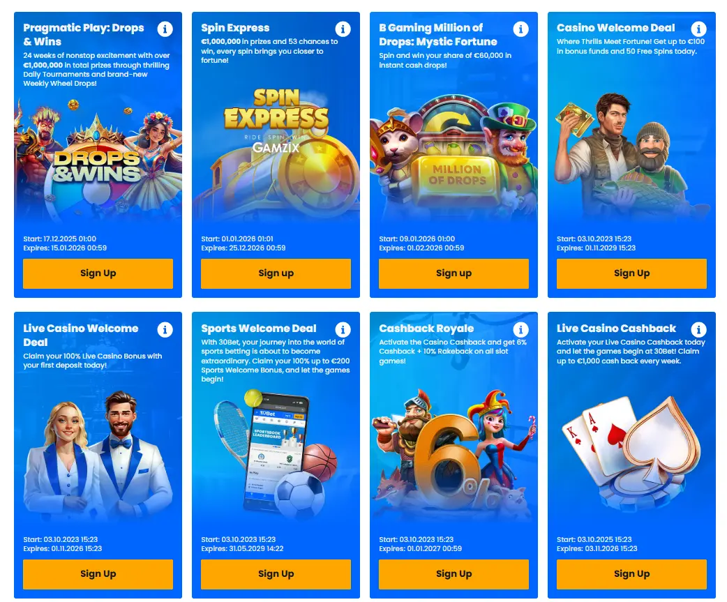 Bonos de casino de 30bet